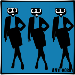 Women Anti-Robots.   Anti-Robot Army Stickers