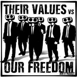 Their Values vs. Our Freedom.   Anti-Robot Army Stickers